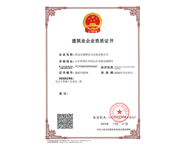 電力總承包二級(jí)資質(zhì)